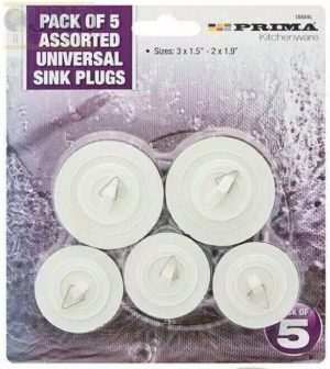 Prima Universal Sink Plugs Assorted Pack Of 5
