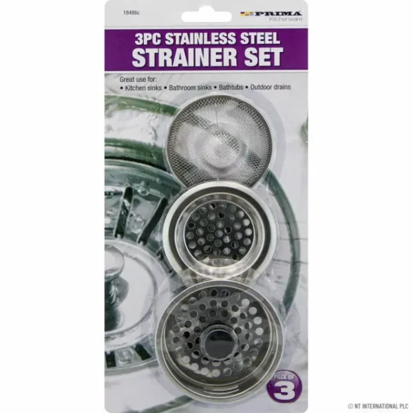 Premium Prima stainless steel strainer set pack of 3