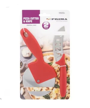 Prima Stainless Steel Pizza Cutter & Knife Set 2pc