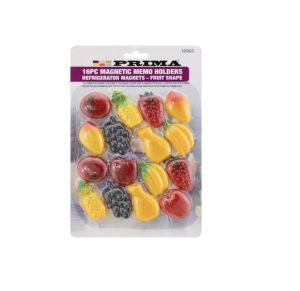 Prima Assorted Fruit-Shaped Fridge Magnet Memo Holders Pack Of 16