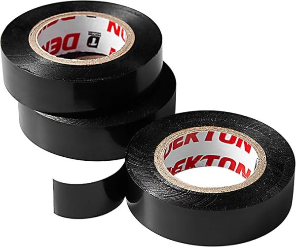 Premium Dekton pvc tape extra strong black pack of 3