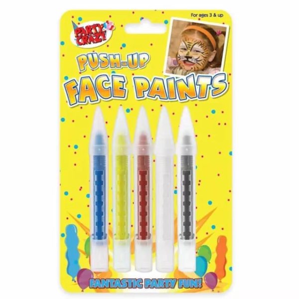 Premium Party crazy push-up face paints pack of 5