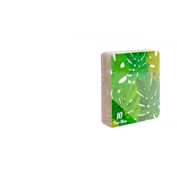 Premium Green leaves beer mat coasters 10cm pack of 10