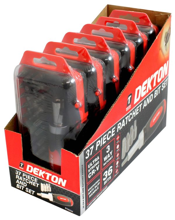 Premium Dekton stubby ratchet screwdriver and bit set 38pc