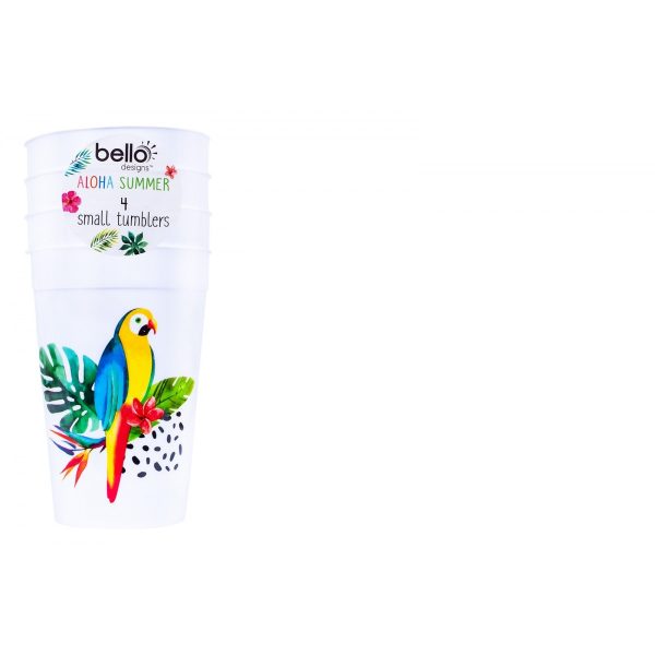 Premium Bello plastic aloha summer party cup 300ml pack of 4