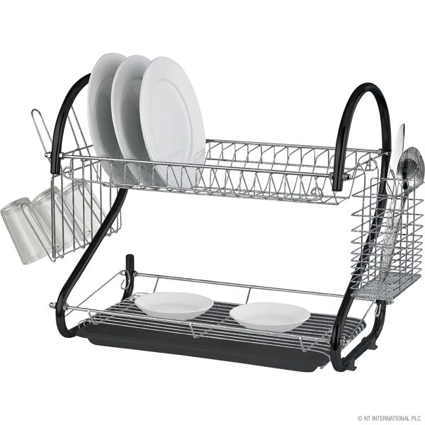 Premium Prima chrome 2 tier dish drainer 45cm x 25cm x 39.5cm