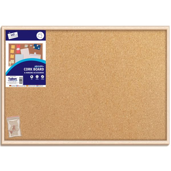 Premium Cork notice board & accessories 400 x 600mm