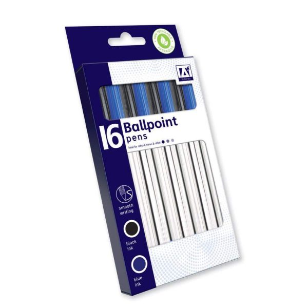 Premium Black & blue ballpoint pens pack of 12