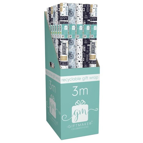 Premium Giftmaker male mix recyclable gift wrap 4 3m