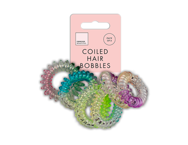 Premium Forever beautiful multicoloured coiled hair bobbles pack of 6