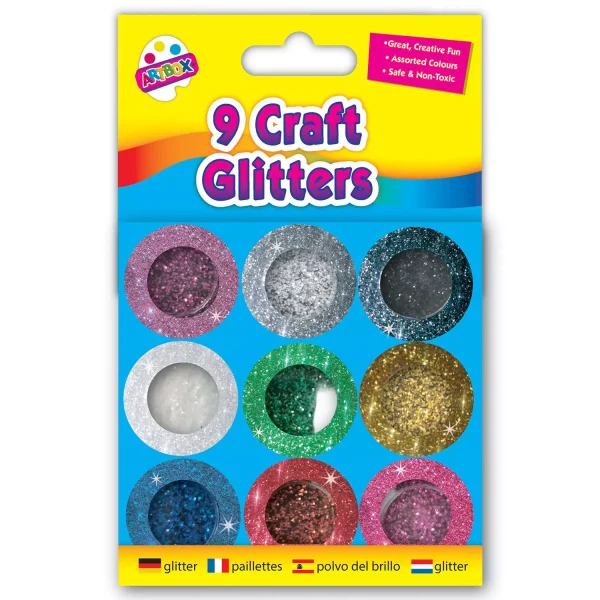 Premium Artbox metallic colour glitter pots 16g pack of 9