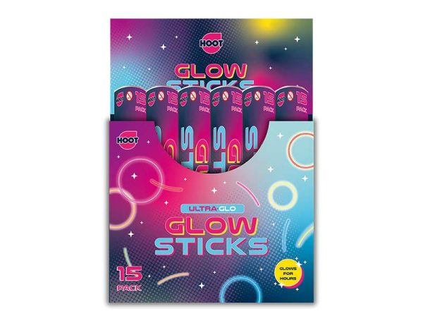 Hoot Ultra-Glo Glow Sticks Pack Of 15