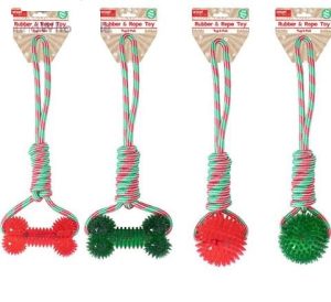 Smart Choice Christmas Rubber & Rope Tug Dog Toy 47cm