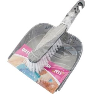 Grey Plastic Dustpan And Brush Set