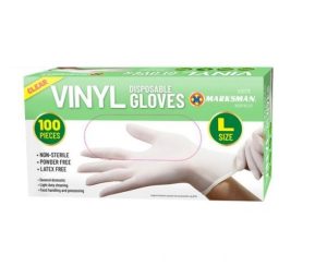 Marksman Clear Vinyl Disposable Gloves Large 100pc