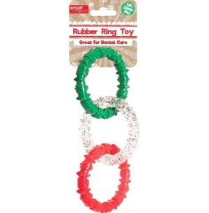 Smart Choice Christmas Spiky Triple Rubber Ring Dog Toy 22cm