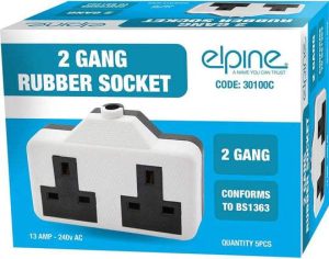 Elpine 2-Gang 13Amp Rubber Sockets