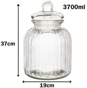Extra Large Ribbed Faceted Clear Glass Jar 3700ml