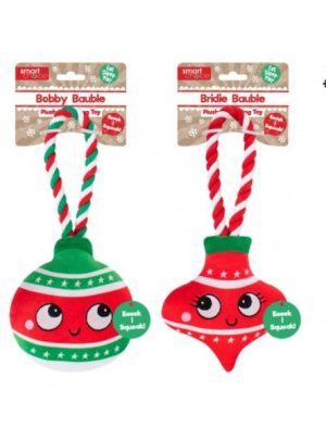 Smart Choice Christmas Squeaky Plush Bauble Dog Toy