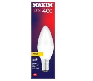 Maxim 6W=40W Candle Pearl Warm White B15D SBC LED Light Bulb