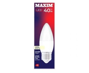 Maxim 6W=40W Candle Pearl Cool White E27 ES LED Light Bulb