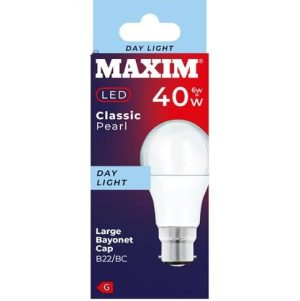 Maxim 6W=40W Classic Pearl Day Light B22 BC LED Light Bulb