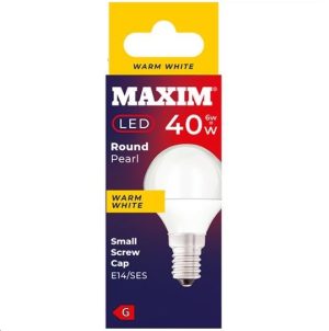 Maxim 6W=40W Round Pearl Warm White E14/SES LED Light Bulb