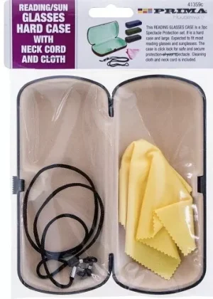 Prima Glasses Hard Case With Neck Cord & Cloth Set 3pc