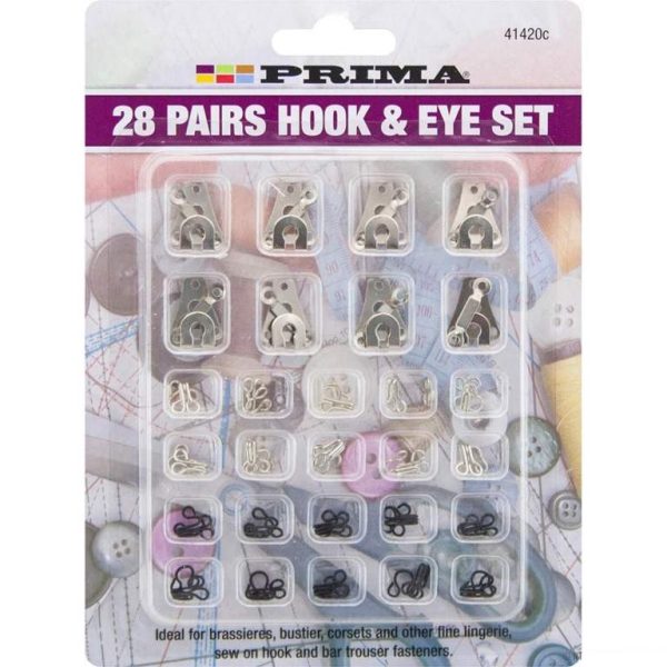 Premium Prima assorted hook & eye set 28 pairs