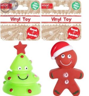 Smart Choice Christmas Squeaky Vinyl Gingerbread & Xmas Tree Dog Toy