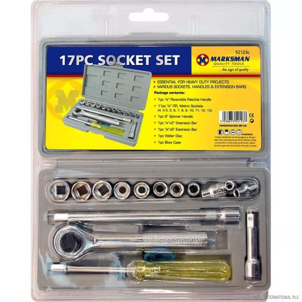 Premium Marksman ratchet metric socket set 17pc