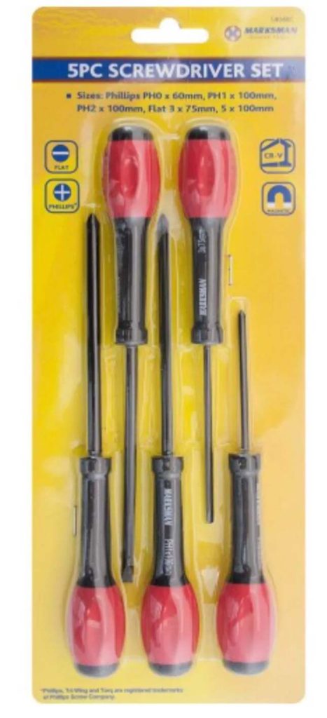 Marksman Flat & Phillips Screwdriver Set 5pc