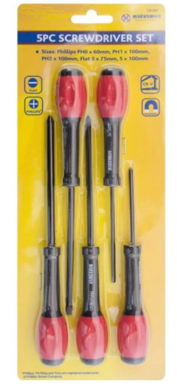 Premium Marksman flat & phillips screwdriver set 5pc