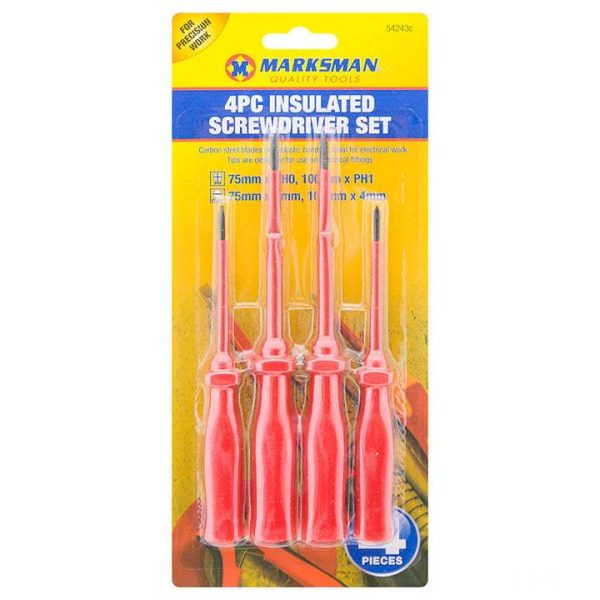 Premium Marksman flat & phillips insulated screwdriver set 4pc