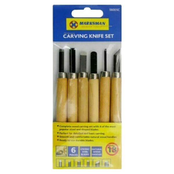 Premium Marksman wood carving knife set 6pc