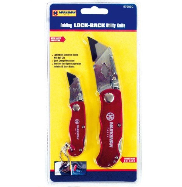 Premium Marksman folding lock back utility knife set 2pc