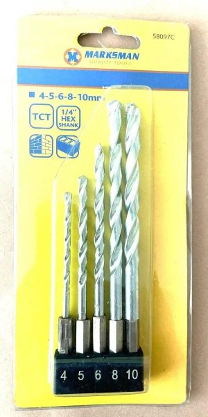 Marksman 1/4" Hex Masonry Drill Bit Set 5pc