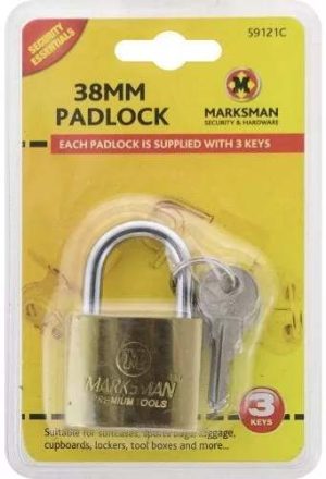 Marksman 38mm Brass-Coated Padlock With 3 Keys