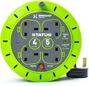 Status 4 Socket 13A Cable Reel 5m