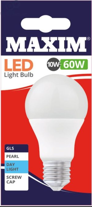 Maxim LED Light Bulb 10W=60W GLS Pearl Day Light White Edison Screw