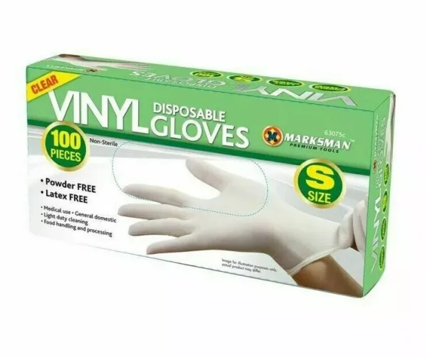 Premium Marksman clear vinyl gloves small 100pc