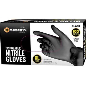 Marksman Black Nitrile Disposable Gloves Xl 100pc