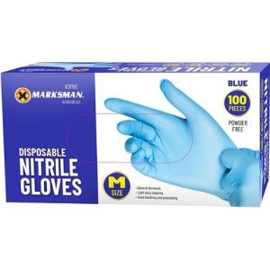 Marksman Disposable Blue Nitrile Gloves Medium 100pc