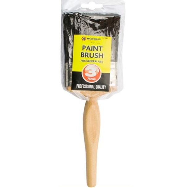 Premium Marksman wooden handle paint brush 3"