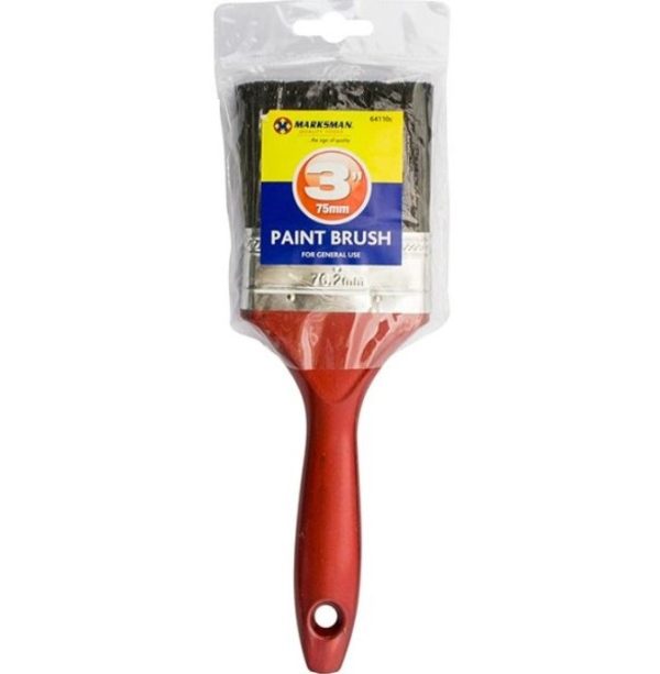 Premium Marksman red handle paint brush 3"