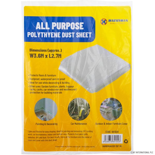 Premium Marksman all purpose polythene dust sheet 3.6m x 2.7m