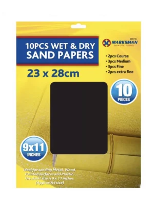 Marksman Wet & Dry Sandpaper Set 23 X 28cm 10pc