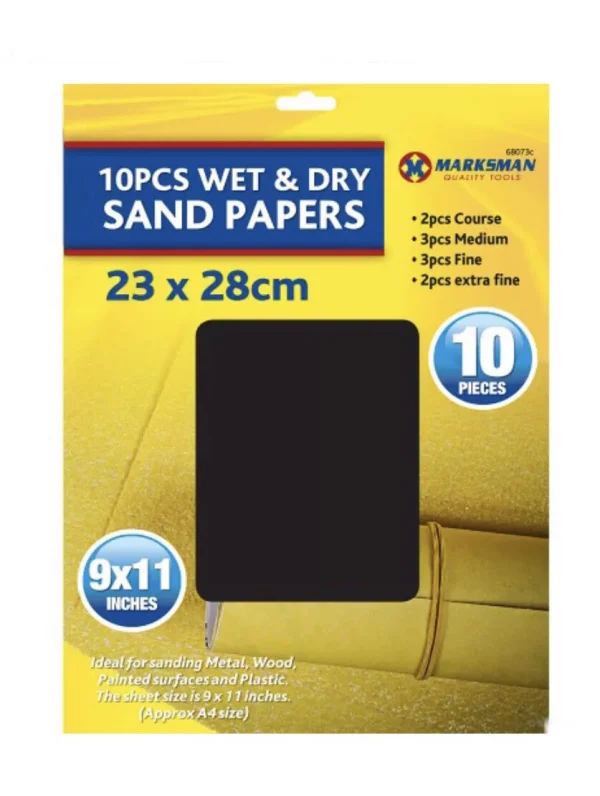 Premium Marksman wet & dry sandpaper set 23 x 28cm 10pc