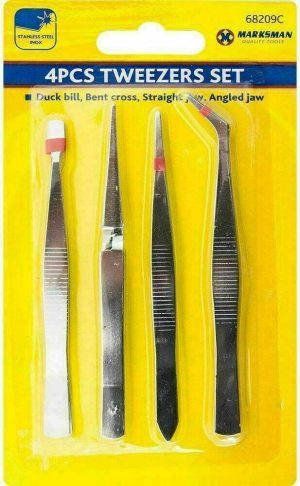 Marksman Stainless Steel Tweezer Set 4pc