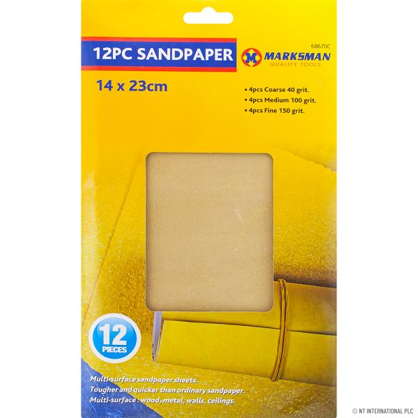 Premium Marksman sandpaper set 14 x 23cm 12pc